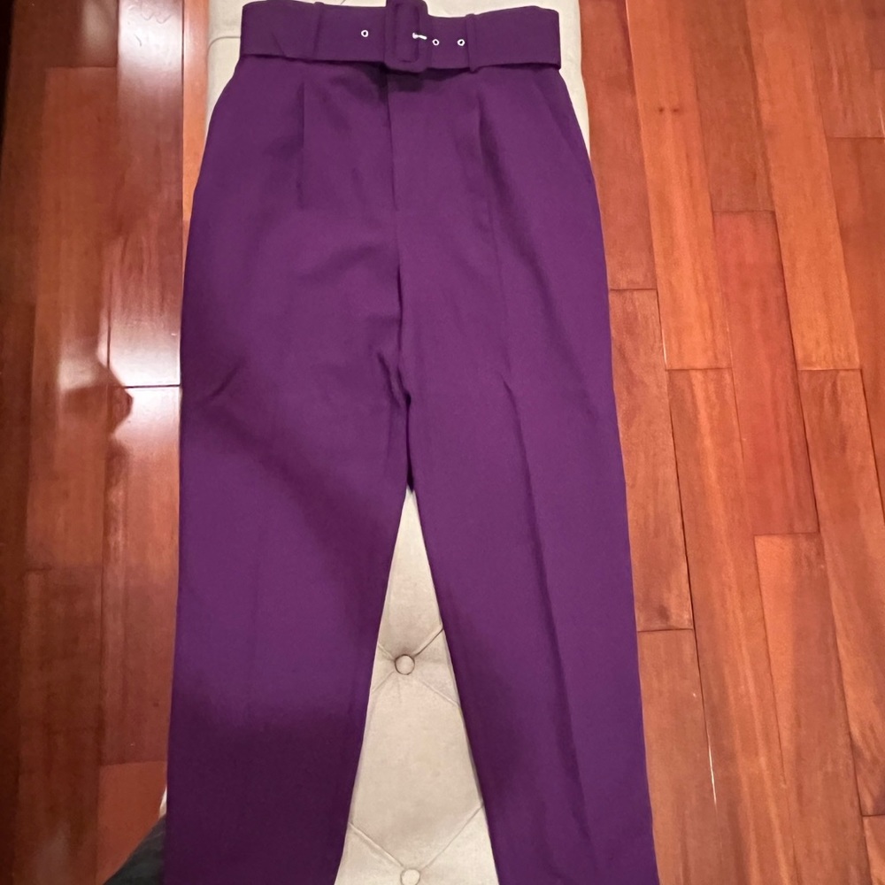 Purple ZARA dress pants size medium with belt